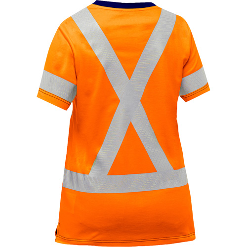 Chemise &agrave; manches courtes et X au dos Bisley pour femmes, Poly-coton, Petit, Orange haute visibilit&eacute; We Share Industrial Supply