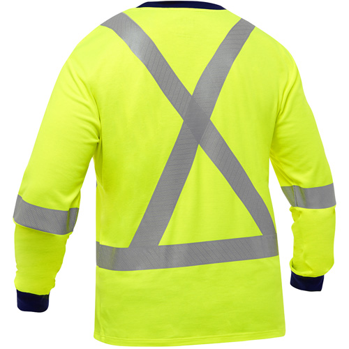 Chemise &agrave; manches longues et X au dos Bisley, Poly-coton, Petit, Jaune lime haute visibilit&eacute; We Share Industrial Supply