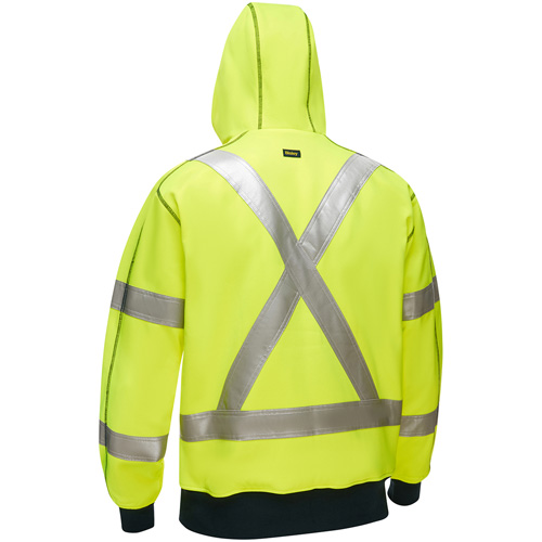 Bisley&reg; X-Back Full Zip Hooded Sweatshirt with Sherpa Lining, Small, High Visibility Lime-Yellow We Share Industrial Supply