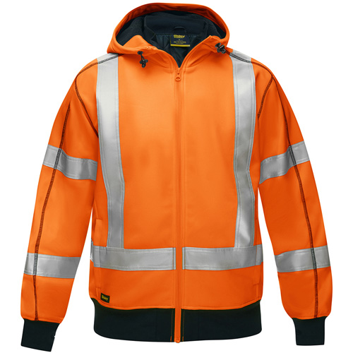Bisley&reg; X-Back Full Zip Hooded Sweatshirt with Sherpa Lining, 4X-Large, High Visibility Orange We Share Industrial Supply