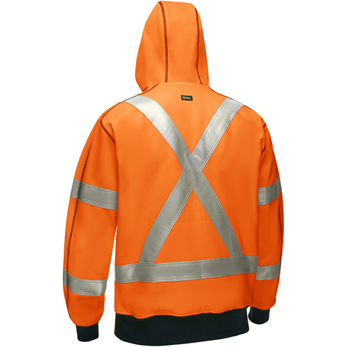 Bisley&reg; X-Back Full Zip Hooded Sweatshirt with Sherpa Lining, 4X-Large, High Visibility Orange We Share Industrial Supply