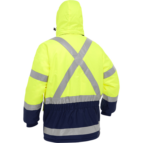 Bisley&reg; X-Back Extreme Cold Jacket with Navy Bottom, Polyester, High Visibility Lime-Yellow, 4X-Large We Share Industrial Supply