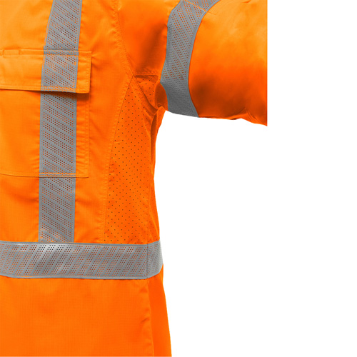 Chemise de travail &agrave; manches longues et X au dos Bisley avec X-Airflow, Poly-coton, Petit, Orange haute visibilit&eacute; We Share Industrial Supply