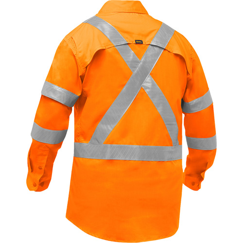 Bisley&reg; X-Back Women's Long Sleeve Work Shirt with X-Airflow, Poly-Cotton, Small, High Visibility Orange We Share Industrial Supply