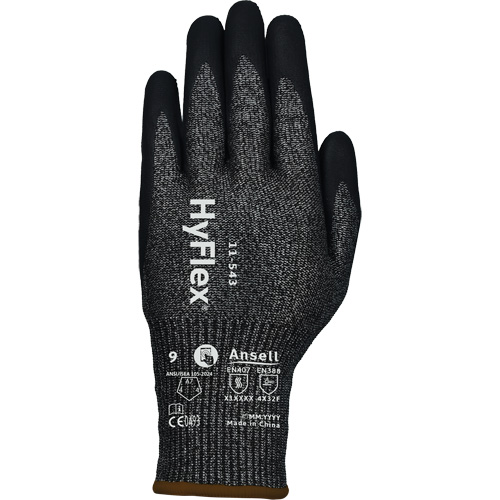 Gants r&eacute;sistants &agrave; la coupe HYFLEX 11-543, Taille 6, Calibre 13, Rev&ecirc;tement Nitrile, Enveloppe en Nylon/Acier inoxydable/PEHP/Spandex, ASTM ANSI niveau A7/EN 388 niveau F We Share Industrial Supply