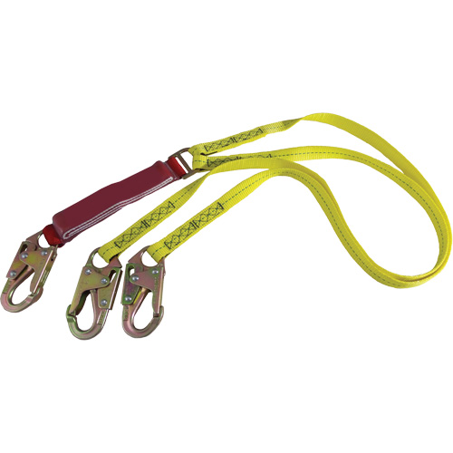 External Energy Absorber Lanyard with 3/4" Hooks, 6', Snap Hook Center, Snap Hook Leg Ends, Polyester We Share Industrial Supply