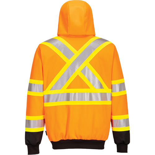 Contrast-Striped Safety Hoodie, Small, Black/High Visibility Orange We Share Industrial Supply