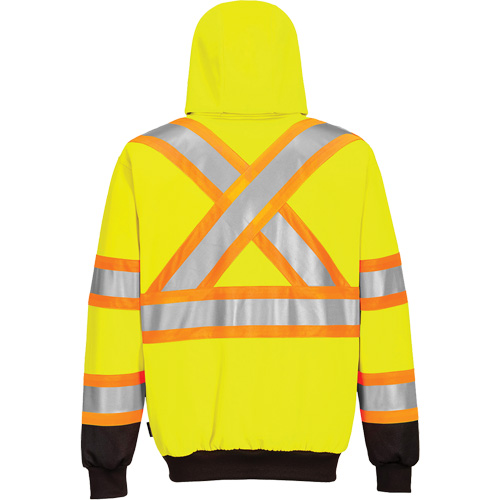 Contrast-Striped Safety Hoodie, Small, Black/High Visibility Lime-Yellow We Share Industrial Supply