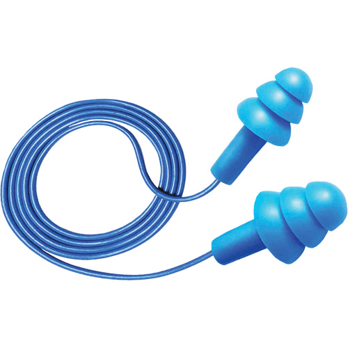 Bouchons d'oreilles d&eacute;tectables et r&eacute;utilisables Hush 50-25, Avec cordon, Taille unique, Vrac - Boîte, NRR dB 25 We Share Industrial Supply