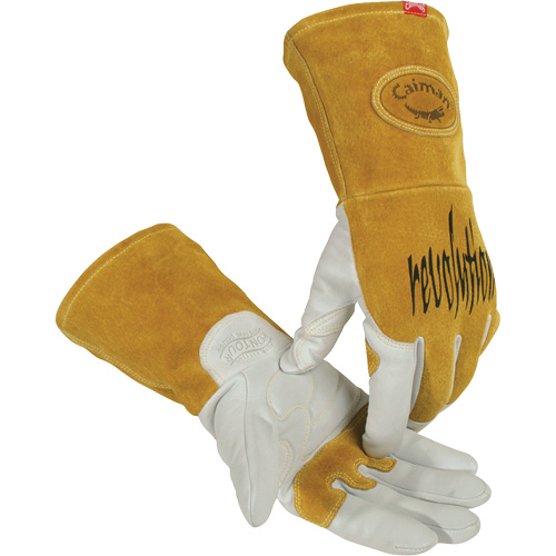 Caiman&reg; Premium TIG/MIG Welder's Gloves with FR Insulated Split Cowhide Back, Grain Goatskin, Size Small We Share Industrial Supply