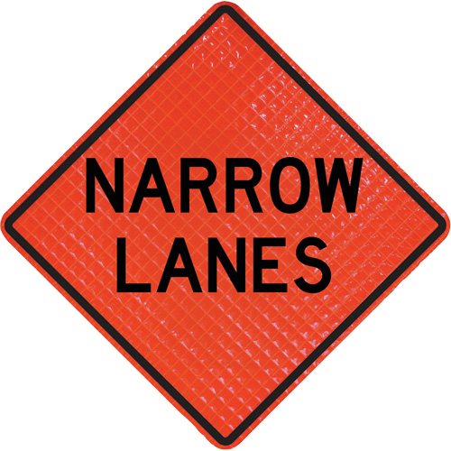 Quadra Flex Roll-Up Sign with Traffic Control Person Ahead Symbol We Share Industrial Supply