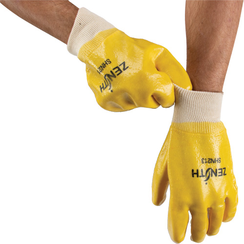 Gants &agrave; fini rugueux et r&eacute;sistants aux produits chimiques, Taille 9, 10" lo, PVC, Doublure en Interlock, 47-mil We Share Industrial Supply
