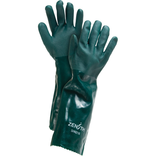 Gants verts &agrave; double enduit, 18" lo, PVC, Doublure en Jersey de coton, 70 mils We Share Industrial Supply