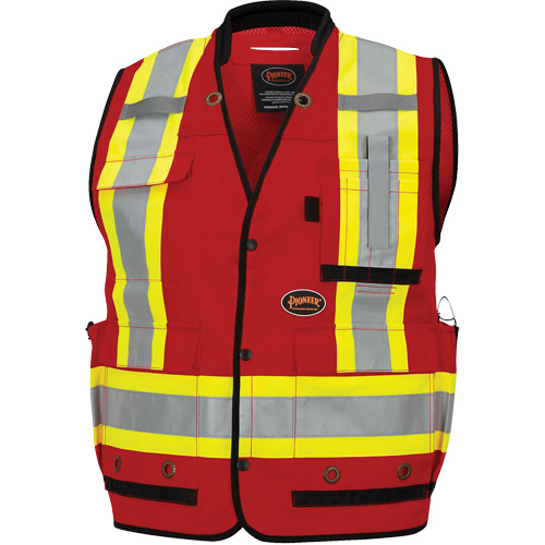 6678 Veste d'arpenteur antimicrobienne haute visibilit&eacute; avec dos en maille, Rouge, Petit, Polyester We Share Industrial Supply