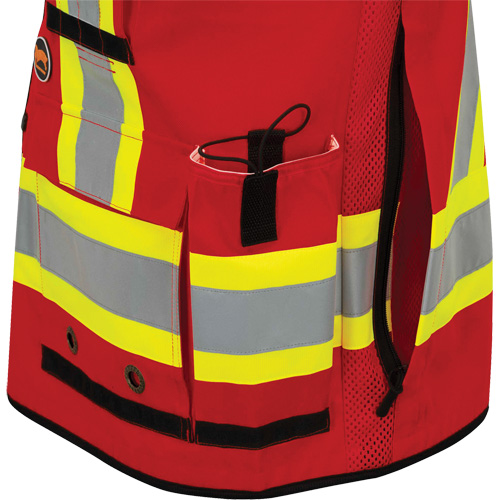 6678 Veste d'arpenteur antimicrobienne haute visibilit&eacute; avec dos en maille, Rouge, Petit, Polyester We Share Industrial Supply