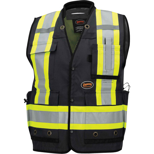 6679 Veste d'arpenteur antimicrobienne haute visibilit&eacute; avec dos en maille, Noir, Petit, Polyester We Share Industrial Supply