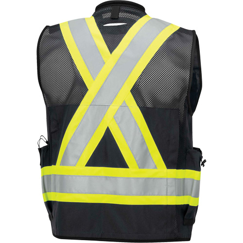 6679 Veste d'arpenteur antimicrobienne haute visibilit&eacute; avec dos en maille, Noir, Petit, Polyester We Share Industrial Supply