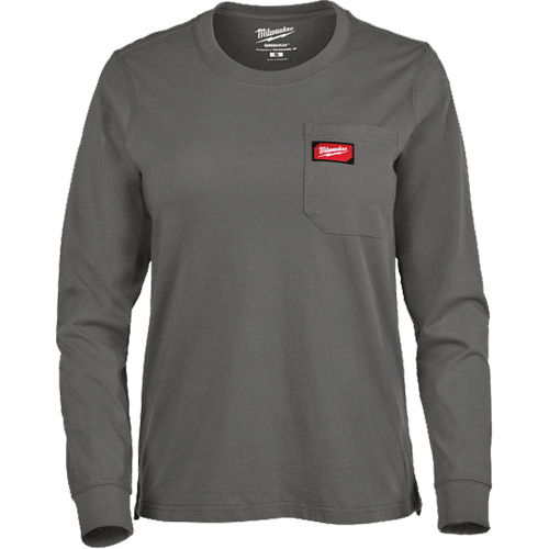 GRIDIRON Long Sleeve Pocket T-Shirt, Women's, X-Small, Grey We Share Industrial Supply