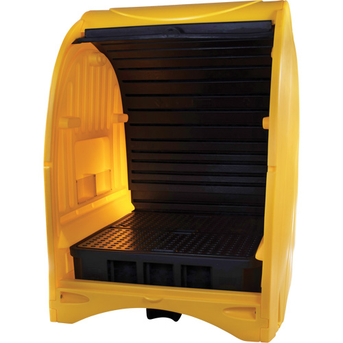 4-Drum Hard Cover Spill Pallet, 68.11" L x 61.61" W x 83.07" H, 1433 lbs. Load Capacity We Share Industrial Supply