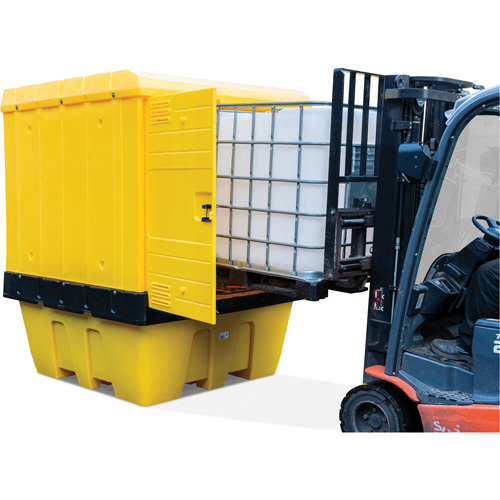 Hard Cover IBC Spill Pallet, 70" L x 70" W x 90" H, 1135 lbs. Load Capacity We Share Industrial Supply