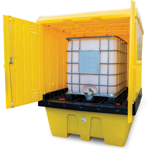 Hard Cover IBC Spill Pallet, 70" L x 70" W x 90" H, 1135 lbs. Load Capacity We Share Industrial Supply