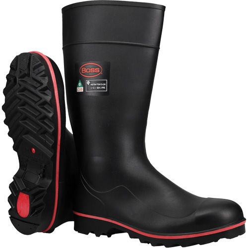 Boss&reg; Footwear Full ESR Safety Boot, Polyblend/PVC, Steel Toe, Size 4 We Share Industrial Supply
