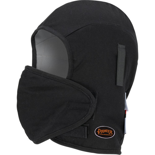 Pioneer 766A Flame-Resistant Quilted Hard Hat Liner with Detachable Mouthpiece, Black/Grey, Cotton/FR-Tech&reg;/Modacrylic/Nylon We Share Industrial Supply