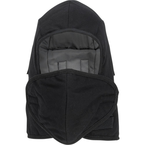 Pioneer 766A Flame-Resistant Quilted Hard Hat Liner with Detachable Mouthpiece, Black/Grey, Cotton/FR-Tech&reg;/Modacrylic/Nylon We Share Industrial Supply
