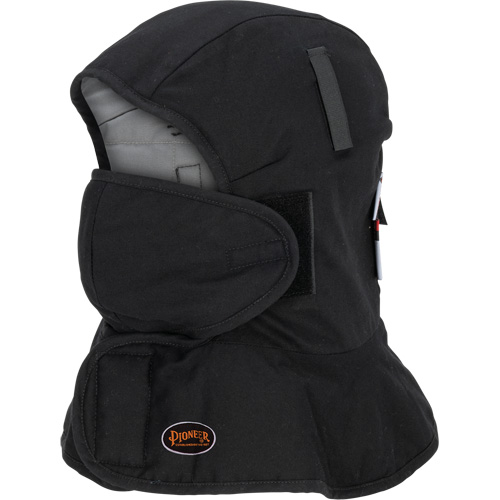 Doublure matelass&eacute;e ignifug&eacute;e Pioneer 765A pour casque de s&eacute;curit&eacute; avec un long cou et embout buccal amovible, Noir/Gris, Coton/FR-Tech/Modacrylique/Nylon We Share Industrial Supply