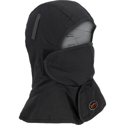 Doublure matelass&eacute;e ignifug&eacute;e Pioneer 765A pour casque de s&eacute;curit&eacute; avec un long cou et embout buccal amovible, Noir/Gris, Coton/FR-Tech/Modacrylique/Nylon We Share Industrial Supply