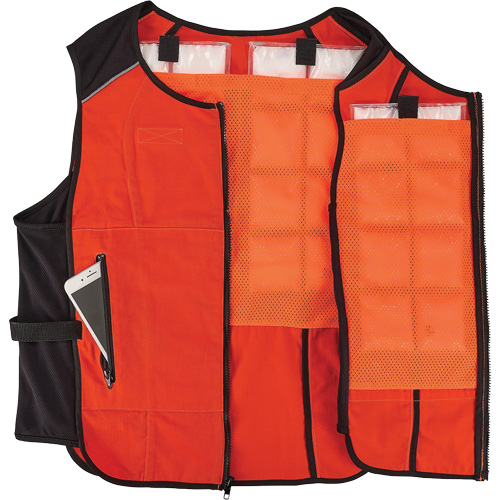 Chill-Its 6260 Lightweight Phase Change Cooling Vest with Rechargeable Packs, Small/Medium, Orange We Share Industrial Supply