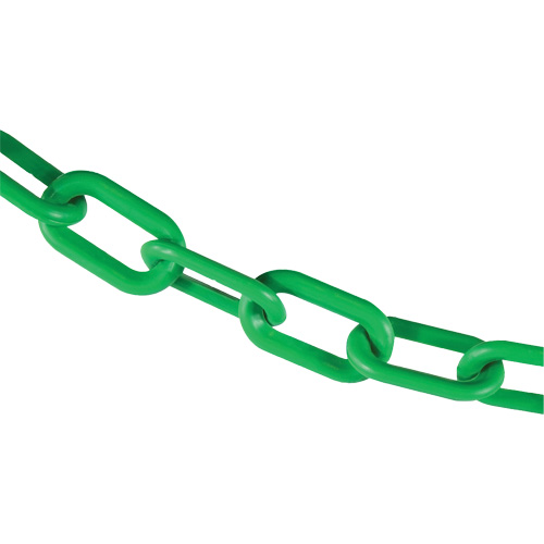 Chaîne de barri&egrave;re en plastique, Vert, Maillon de 2", 100' de long We Share Industrial Supply