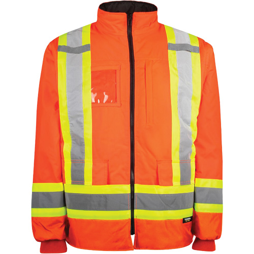 High-Visibility 7-in-1 Jacket, Polyester, High Visibility Orange, Small We Share Industrial Supply