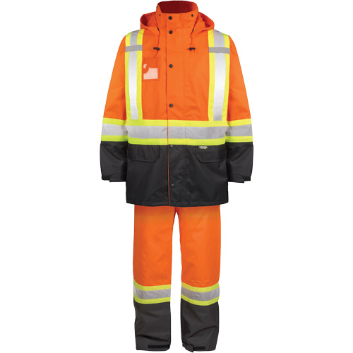 High-Visibility 150-Deniers Rain Suit, Polyester, X-Large, High Visibility Orange We Share Industrial Supply