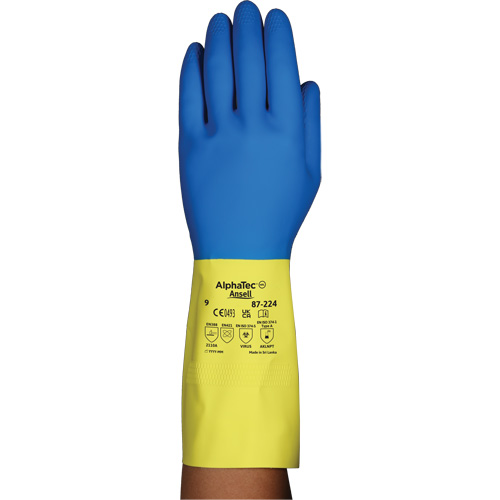 Alphatec&reg; 87-224 Chemical-Resistant Gloves, Size 8, 12.8" L, Neoprene/Rubber Latex, Cotton/Flock-Lined Inner Lining, 26.8-mil We Share Industrial Supply