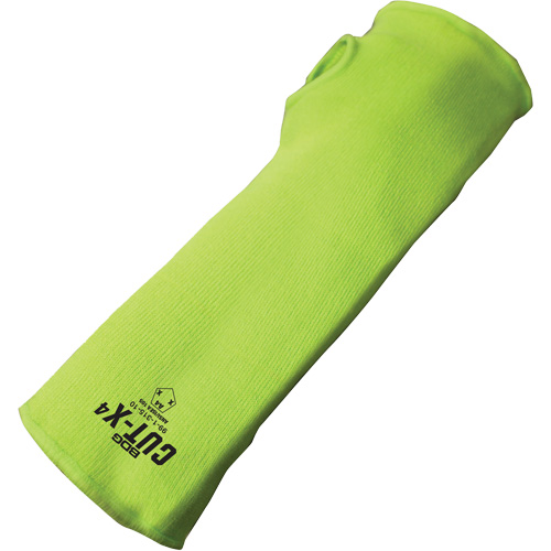 Manchette r&eacute;sistante &agrave; la coupe avec ouverture pour le pouce Cut-X, Fibre de verre/Poly&eacute;thyl&egrave;ne, 16", ASTM ANSI niveau A4, Lime haute visibilit&eacute; We Share Industrial Supply
