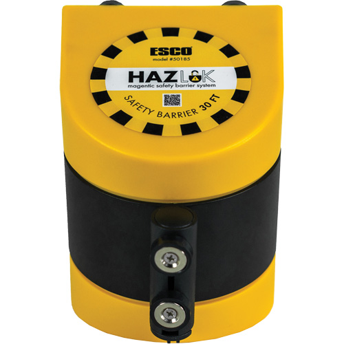 Syst&egrave;me de barri&egrave;re de s&eacute;curit&eacute; HAZLOK, Plastique, Fixation magn&eacute;tique, 30', Ruban Noir et jaune We Share Industrial Supply