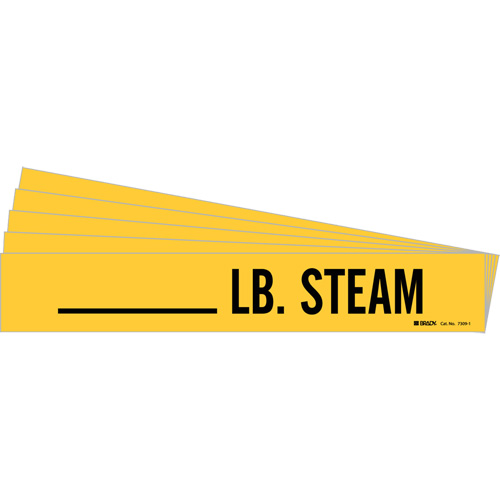 "LB. Steam" Pipe Markers, Self-Adhesive, 2-1/4" H x 2-3/4" W, Black on Yellow We Share Industrial Supply
