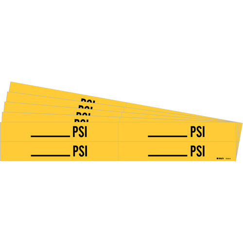 Marqueurs de tuyau avec espace vierge suivi de PSI, Autocollant, 1-1/8" h x 7" la, Noir sur jaune We Share Industrial Supply