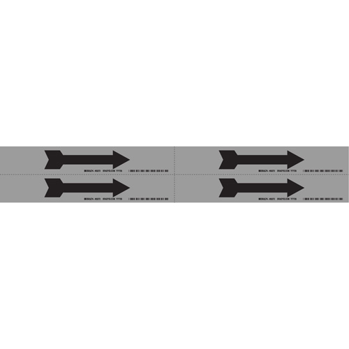 Arrow Pipe Marker, Self-Adhesive, 1-1/8" H x 7" W, Black on Aluminum We Share Industrial Supply