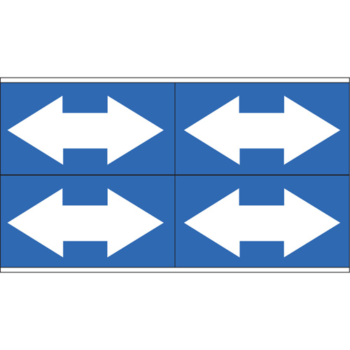 Dual Direction Arrow Pipe Markers, Self-Adhesive, 1-1/8" H x 7" W, White on Blue We Share Industrial Supply