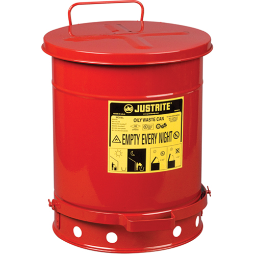 Contenants pour d&eacute;chets huileux, Homologu&eacute; FM/List&eacute; UL, 10 gal. US, Rouge We Share Industrial Supply