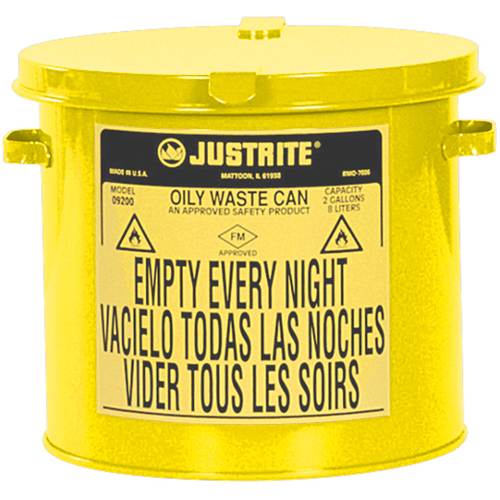 Oily Waste Cans, FM Approved/UL Listed, 2 US gal., Yellow We Share Industrial Supply