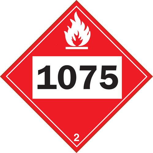 Plaque-&eacute;tiquette TMD 1075 pour gaz inflammable oxyg&egrave;ne liqu&eacute;fi&eacute;, Plastique We Share Industrial Supply