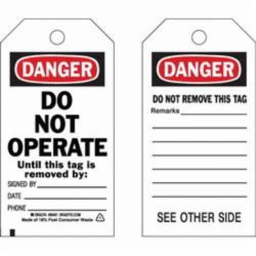 Self-Laminating Safety Tags, Polyester, 3" W x 5-3/4" H, English We Share Industrial Supply