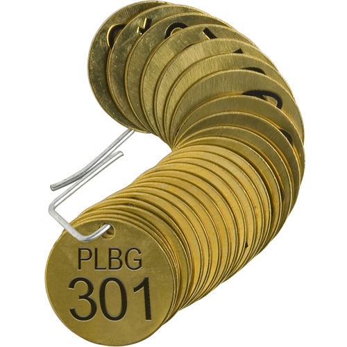 &eacute;tiquettes num&eacute;rot&eacute;es pour vannes PLPG, # 301-325, Laiton, 1,5" dia. We Share Industrial Supply