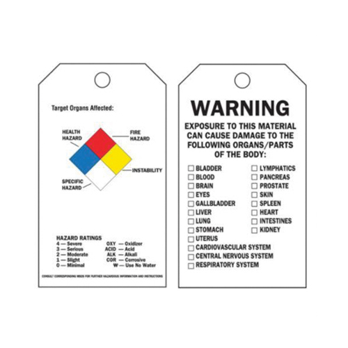 Self-Laminating Right-To-Know Tags, Polyester, 3" W x 5-3/4" H, English We Share Industrial Supply