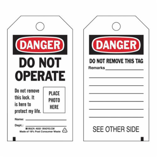 Self-Laminating "Do Not Operate" Tags, Polyester, 3" W x 5-3/4" H, English We Share Industrial Supply
