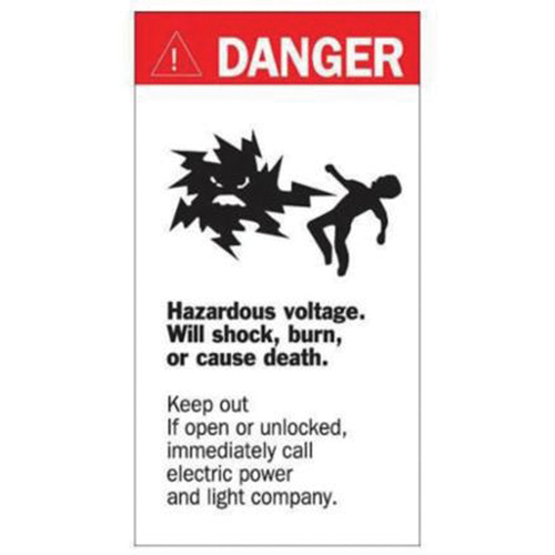 Enseigne Danger Hazardous Voltage, 8" x 4-1/2", Acrylique, Anglais avec pictogramme We Share Industrial Supply