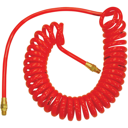 Tuyaux &agrave; air autor&eacute;tractables en polyur&eacute;thane Flexcoil a/raccords, Air, 1/4" DI x 15' lo, Polyur&eacute;thane, 140 psi &agrave; 23 °C We Share Industrial Supply